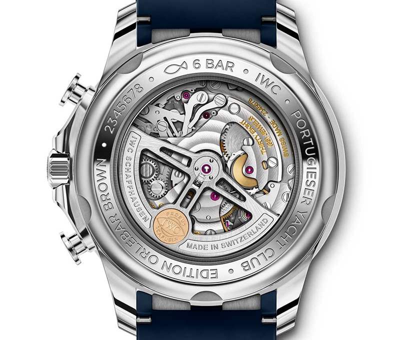 iwc 葡萄牙系列游艇計時奧里巴底蓋特寫