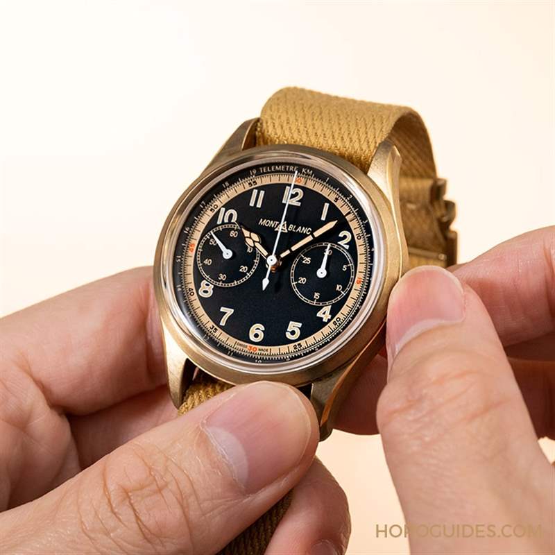 青銅加身,徹底復(fù)古|MONTBLANC 1858單按把計時碼表-復(fù)刻表