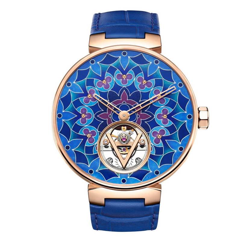 Louis Vuitton推出Tambour Moon Flying Tourbillon Kaleidoscope飛行陀飛輪腕表:琺瑯萬花筒-復刻表