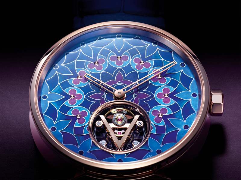 Louis Vuitton推出Tambour Moon Flying Tourbillon Kaleidoscope飛行陀飛輪腕表:琺瑯萬花筒-復刻表