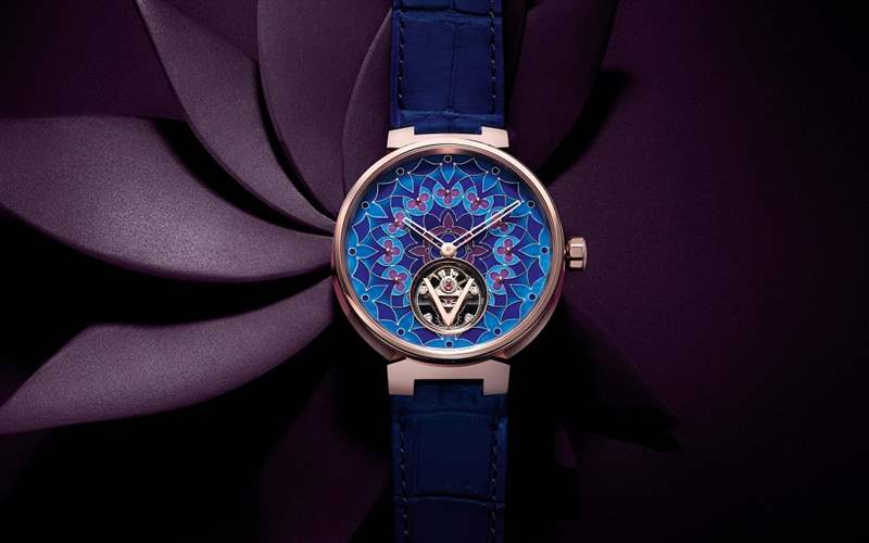 Louis Vuitton推出Tambour Moon Flying Tourbillon Kaleidoscope飛行陀飛輪腕表:琺瑯萬花筒-復刻表