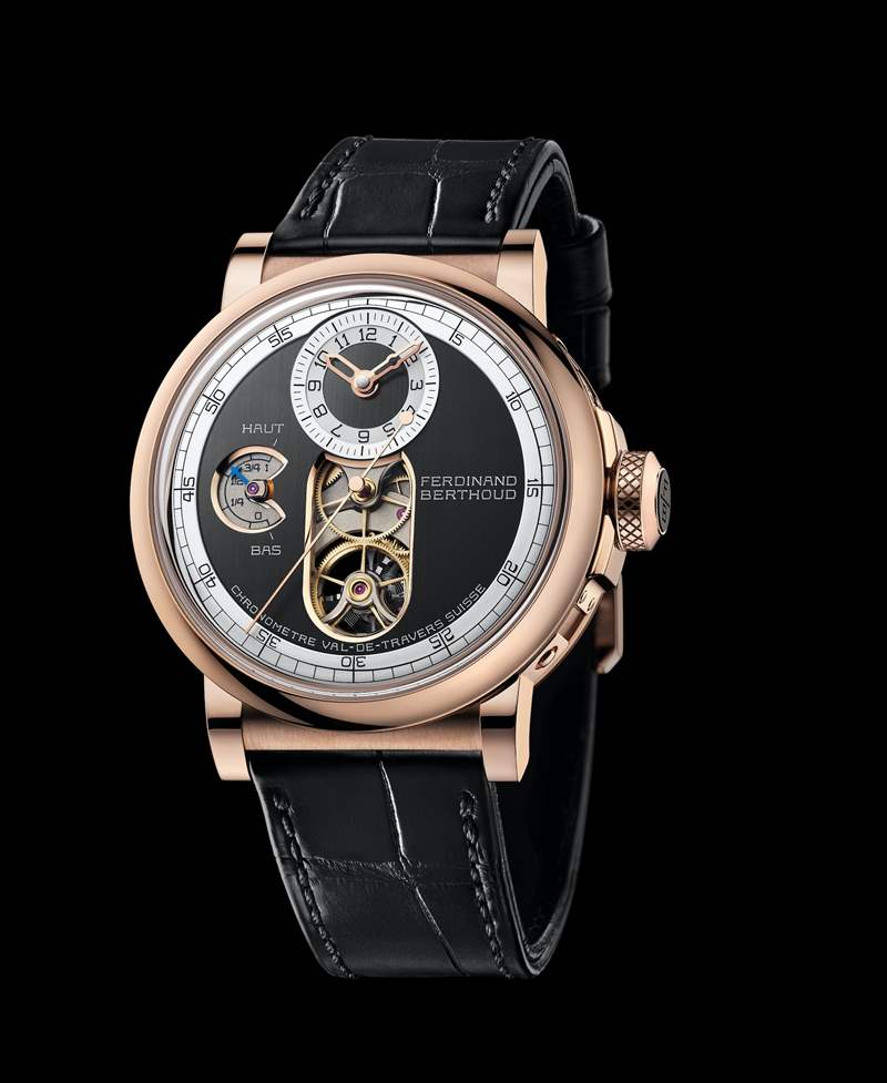 Chronomètre FB 2T精密時計系列,型號FB 2T.2(18K玫瑰金款搭配黑色緞面表盤)(圖片來源:Chronométrie Ferdinand Berthoud) 日內瓦鐘表大賞得主Chronomètre FB 1時隔八年限量38枚最終版本-復刻表