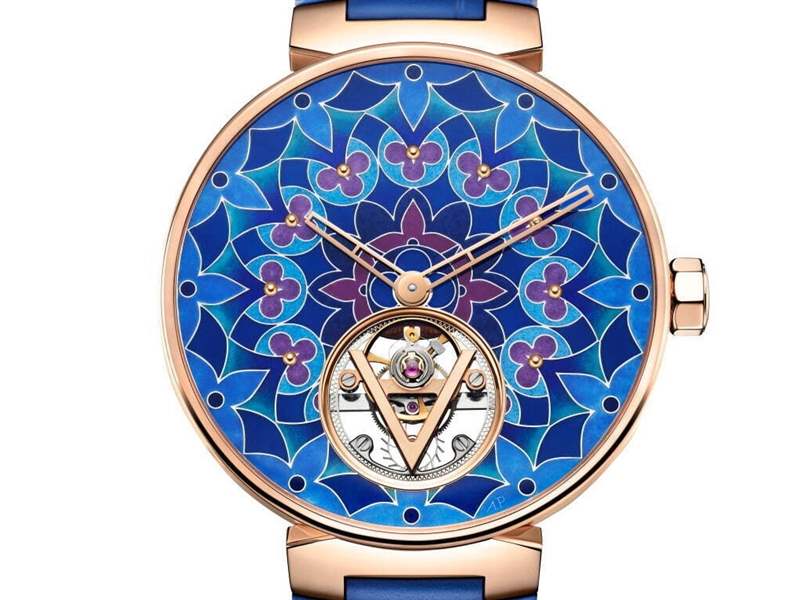 Louis Vuitton推出Tambour Moon Flying Tourbillon Kaleidoscope飛行陀飛輪腕表:琺瑯萬花筒-復刻表