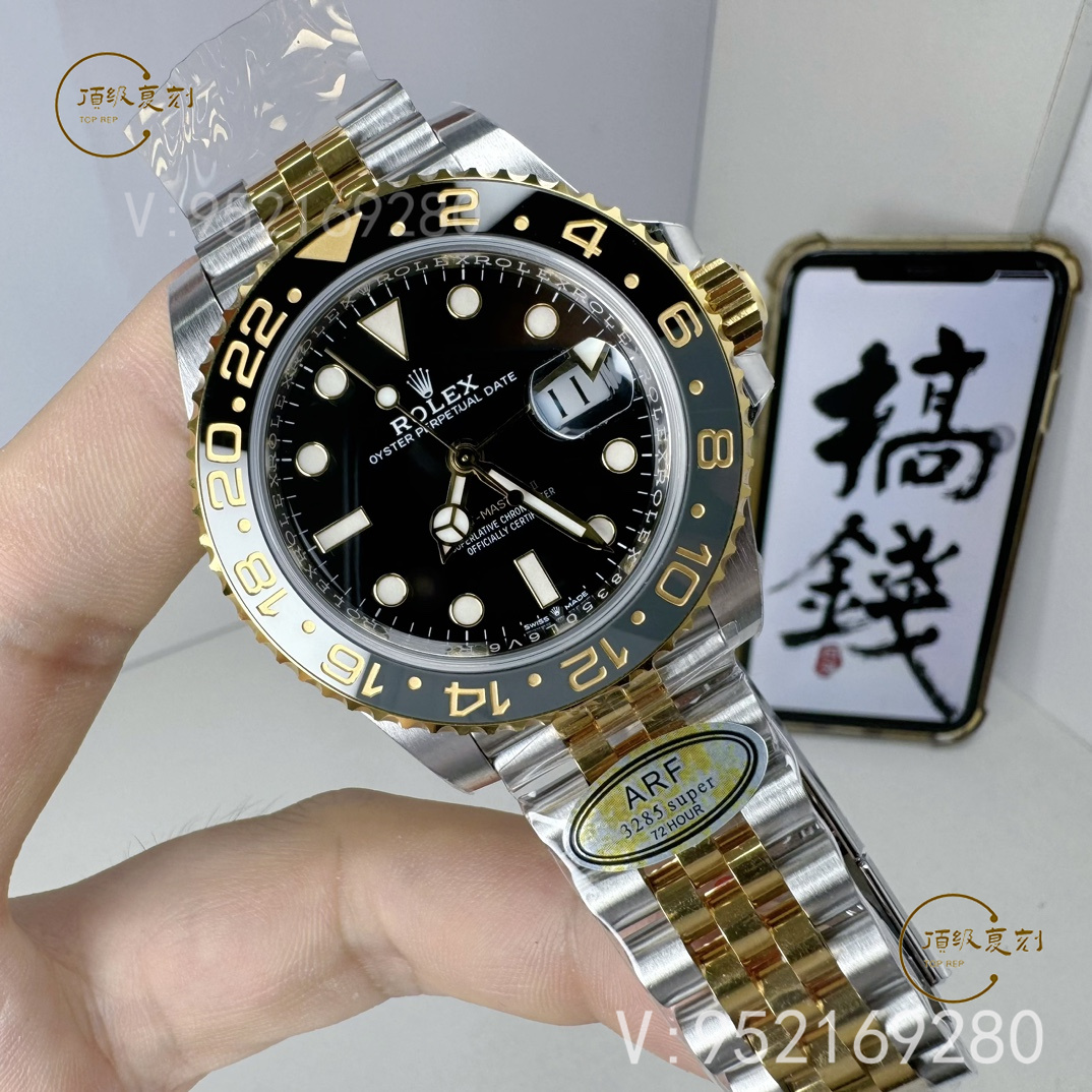 ARF廠新品勞力士配重版格林尼治間金皮蛋圈126713重量多少-復刻表